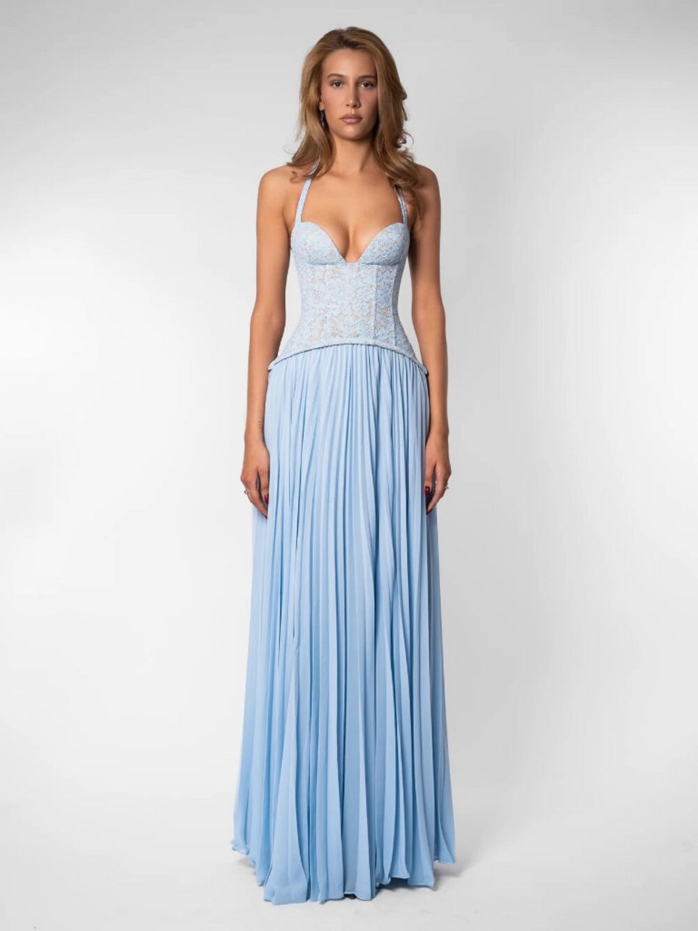 Fenity Gaia Dress - Lace Corset Evening Gown - Blue - NWT - MEDIUM